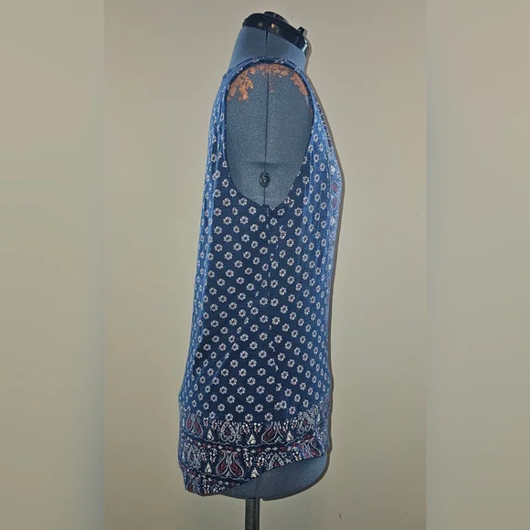 LUCKY BRAND Navy Blue Flowy Pattern Tank Top - Picture 3 of 9